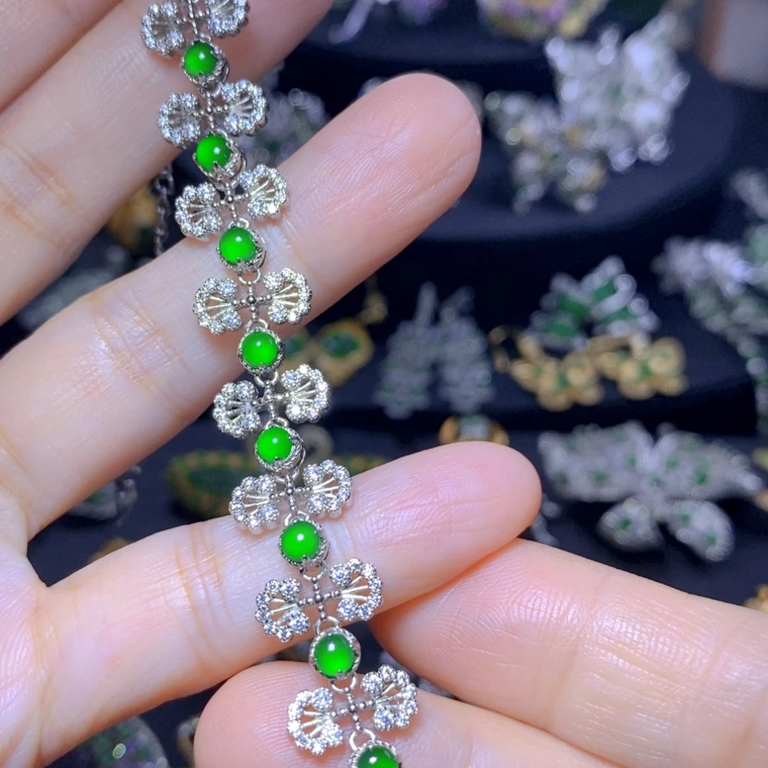 翡翠银S925镶嵌颈饰天然翡翠