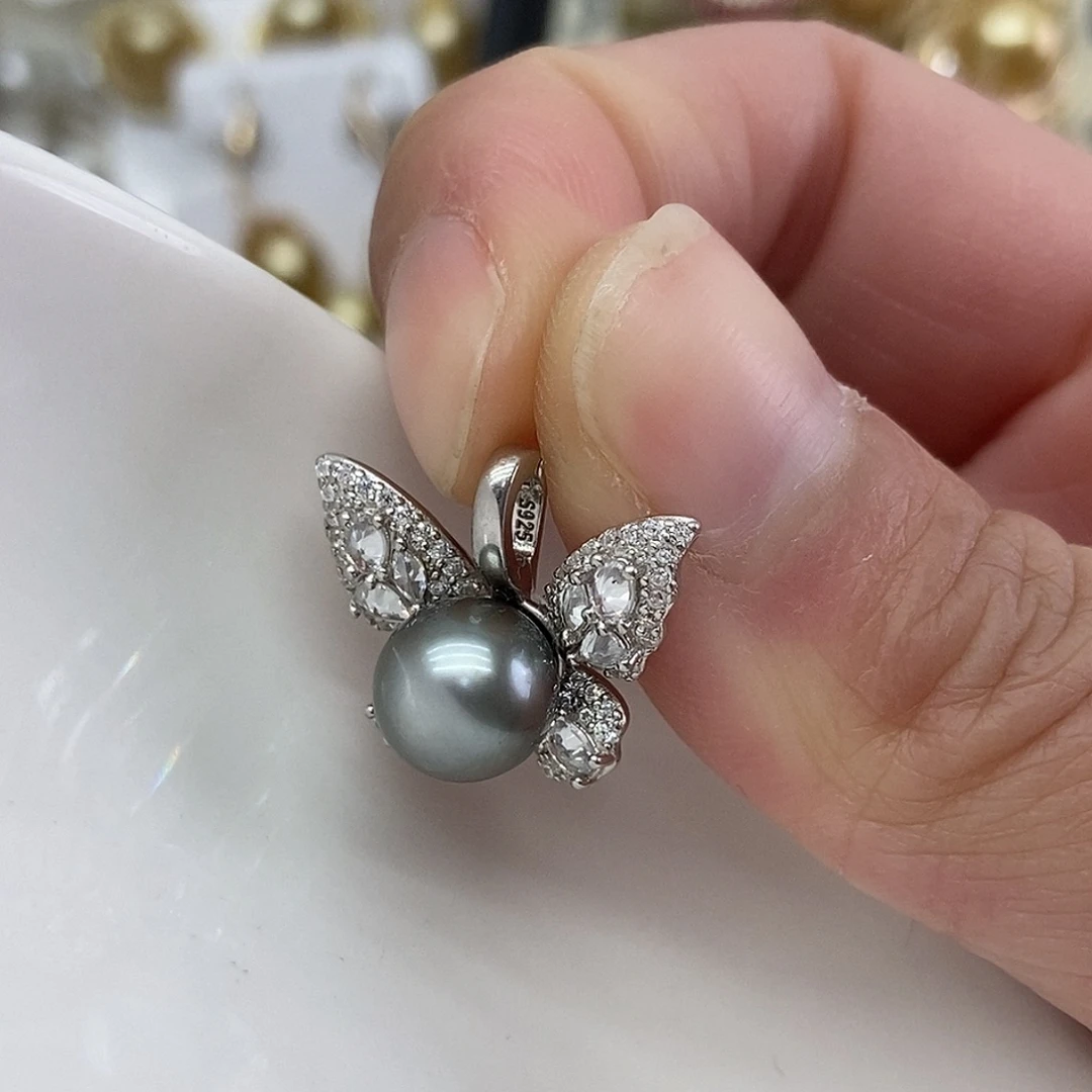 银S925镶嵌吊坠(不含链)海水珍珠