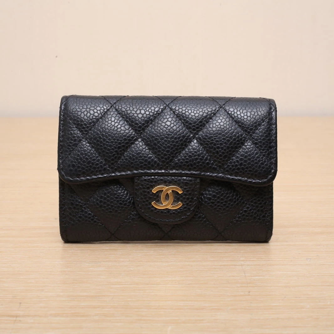 95新 Chanel/香奈儿 花花CF 短款口盖钱包 28开 金扣