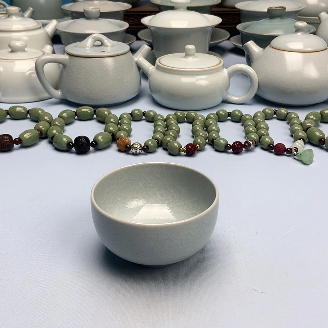 杯仿古月白罗汗杯原矿原釉原产地