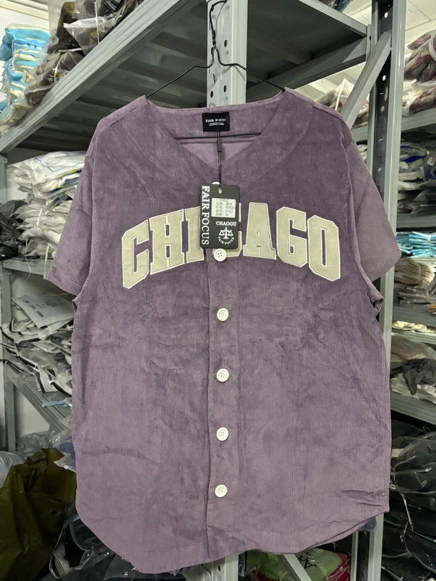 灯芯绒棒球短袖外套