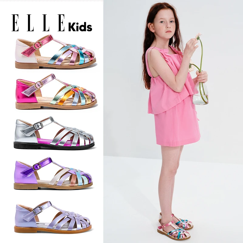 ELLEkids童鞋女童凉鞋包头夏季公主鞋宝宝外穿凉鞋儿童时装休闲鞋