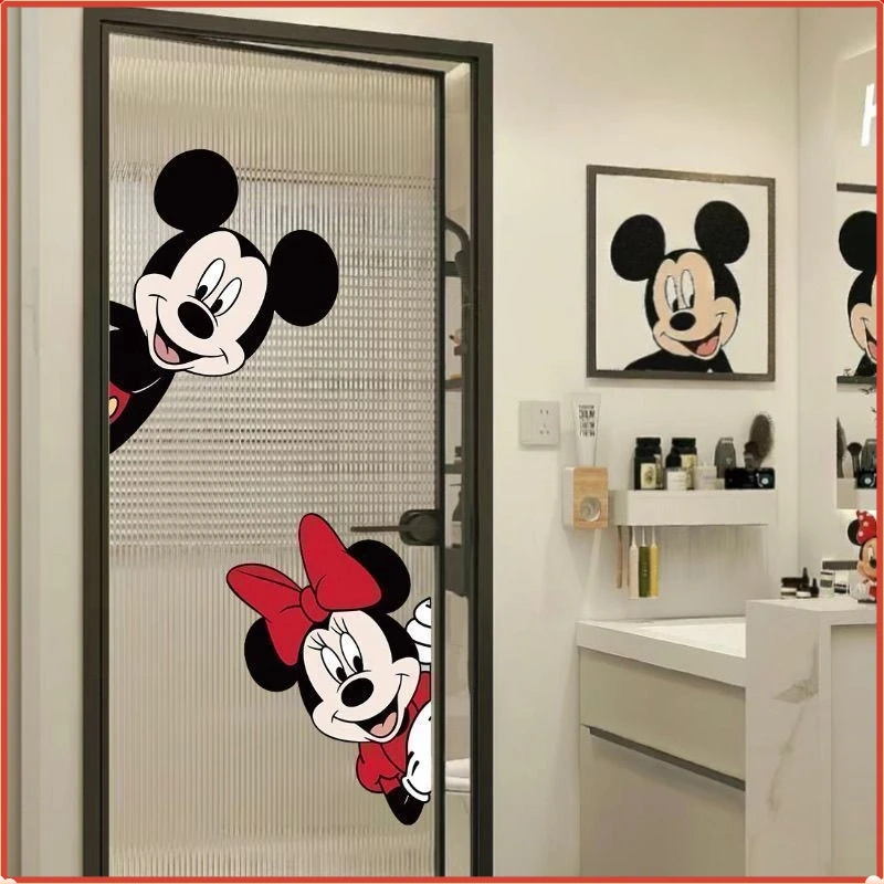 厨房卫生间玻璃门米奇卡通猫和老鼠迪士尼可爱情侣装饰贴