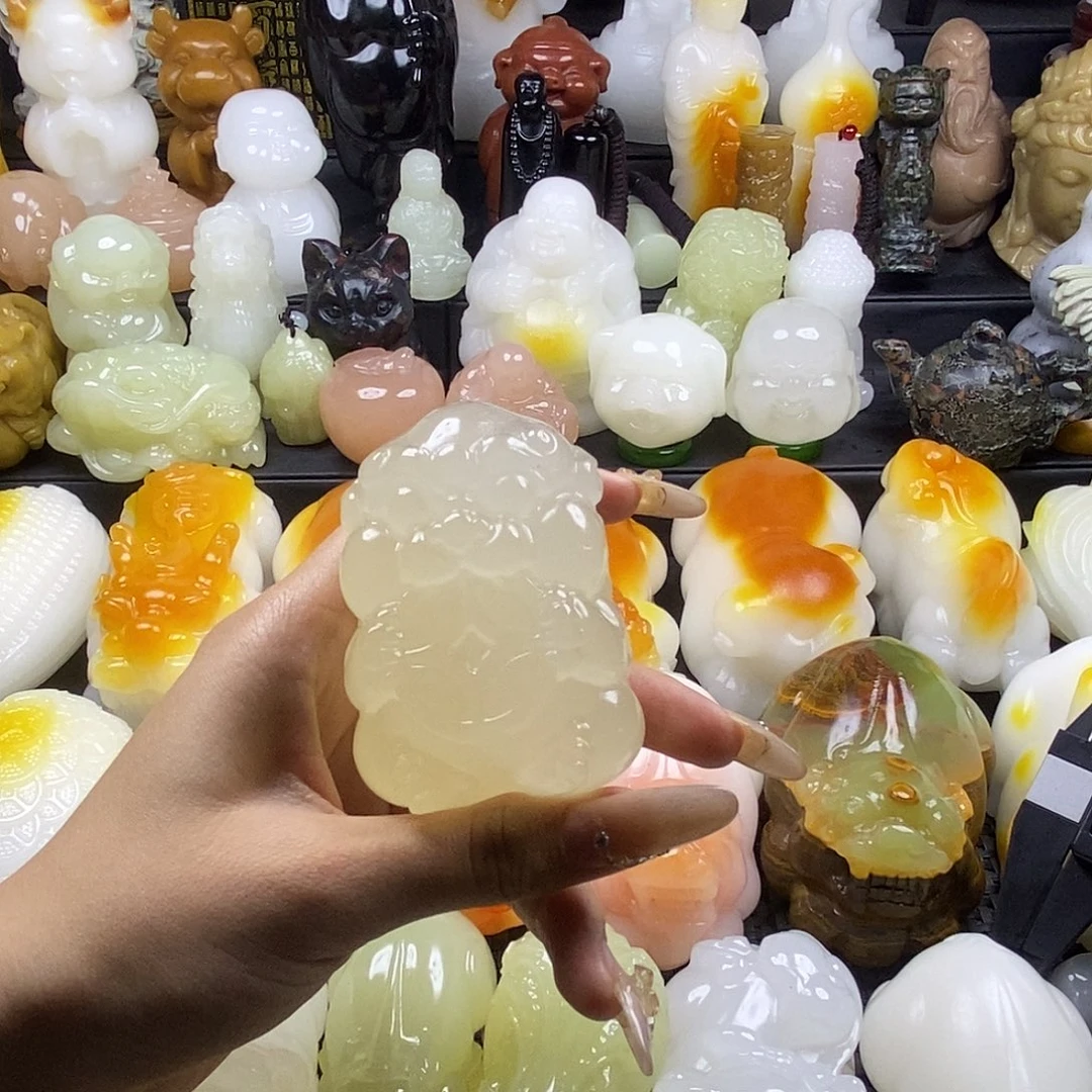 无花朵原石雕刻把件