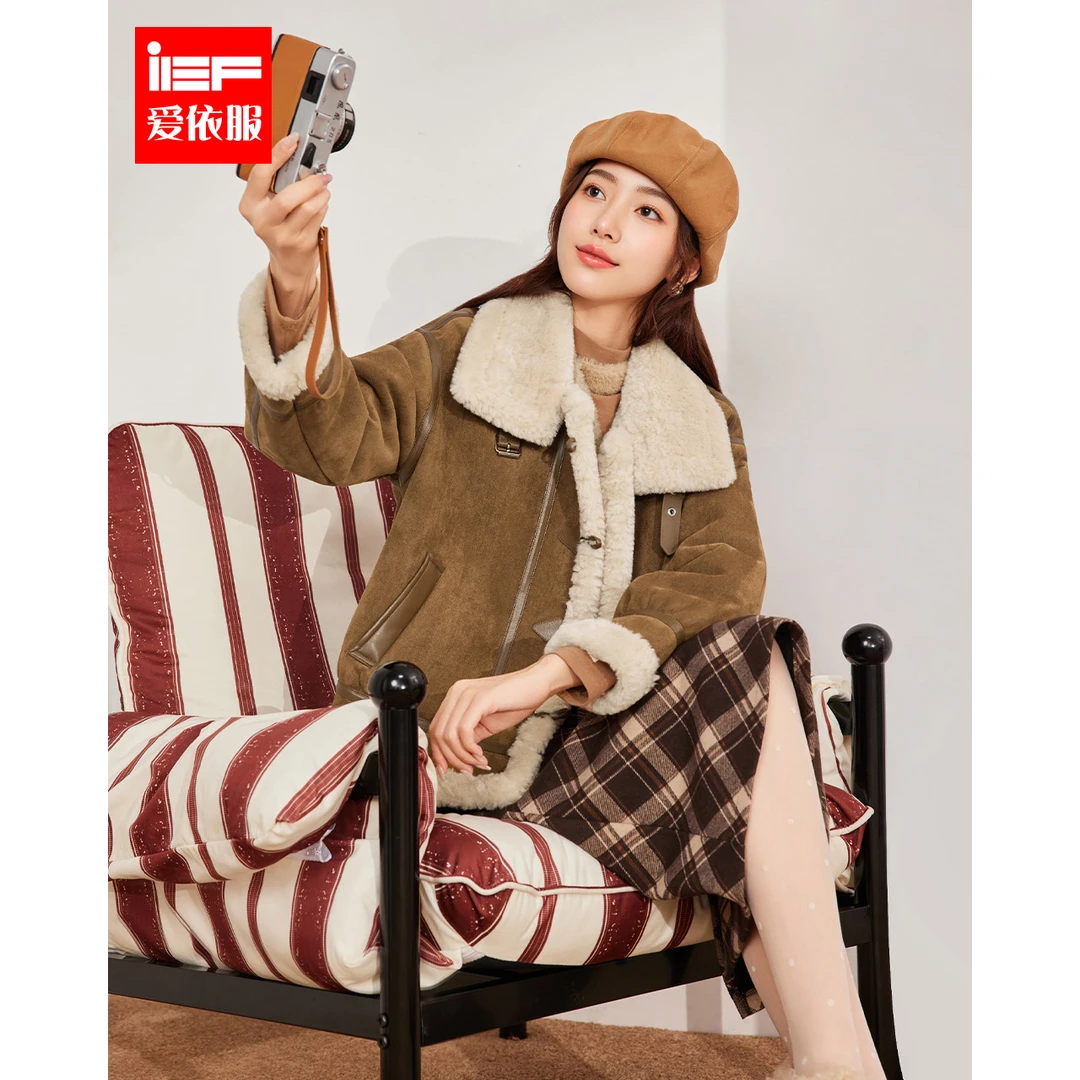 IEF/爱依服2025新款冬季韩版休闲基础款加绒加厚保暖外套
