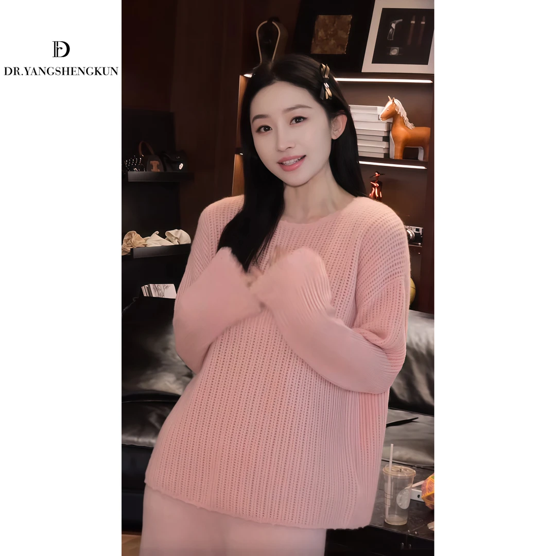 杨圣坤2025新品100%山羊绒极简慵懒风宽松长袖针织衫S82592248