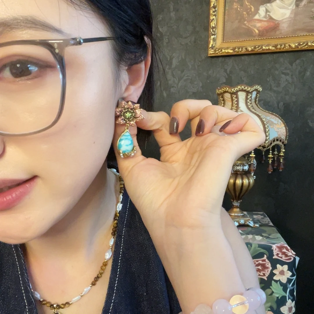 黄铜925银琉璃耳钉