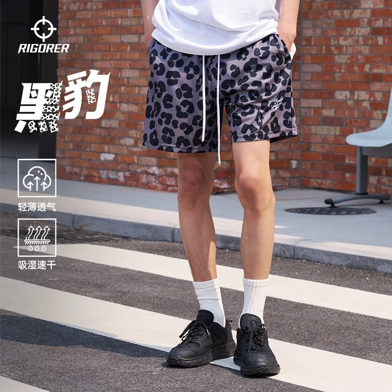 准者男款数码印针织四分裤运动休闲柔软舒适时尚潮流潮流印花短裤