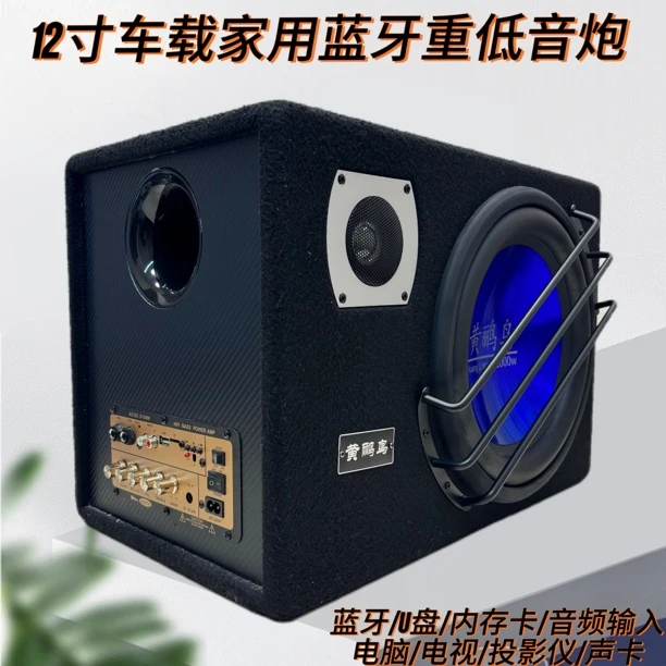 12寸车载专业12v220v超重低炮蓝牙U盘汽车改装音大功率尾箱低音炮