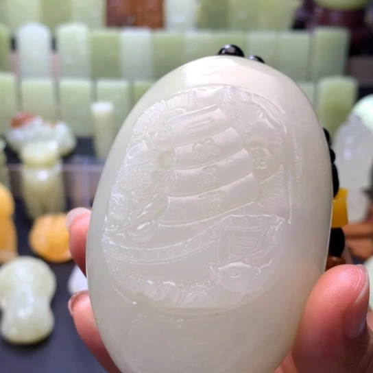 石材方解石手把件