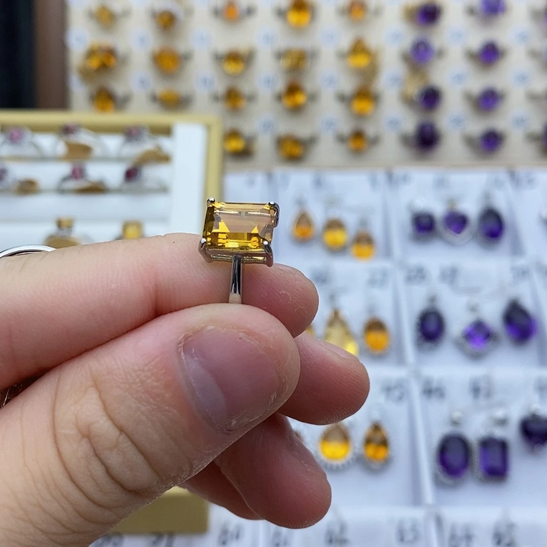 黄晶珠宝半成品银S925镶嵌°****s