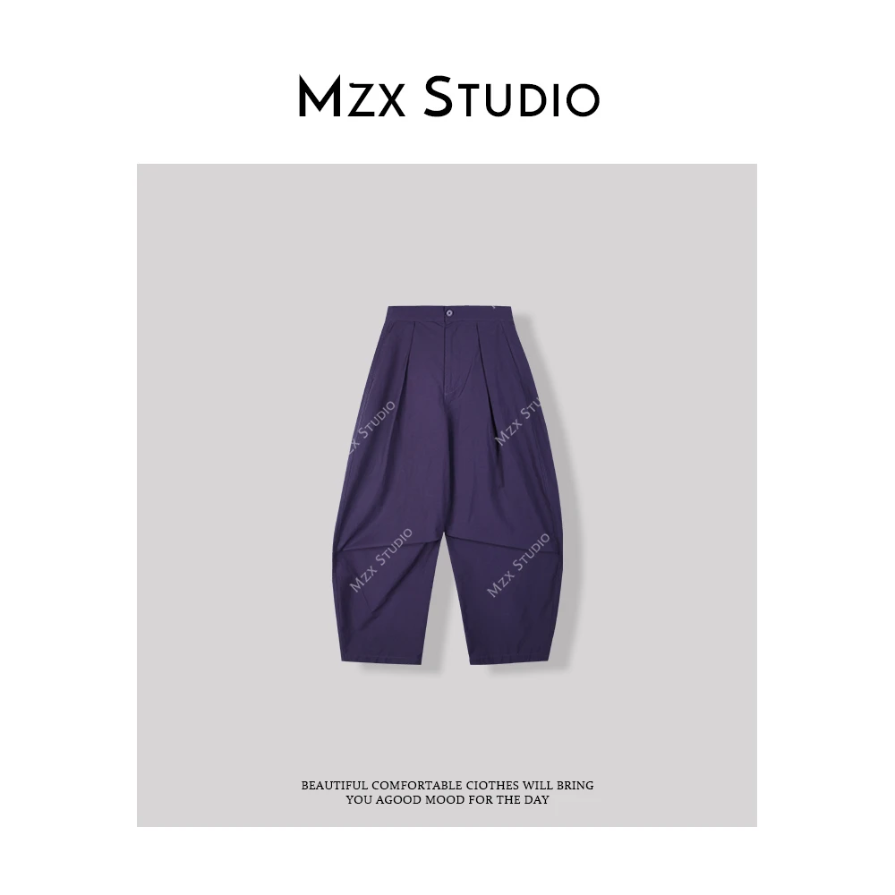 MZX 春季高级紫色复古立裁工装九分裤KZ7696-Z
