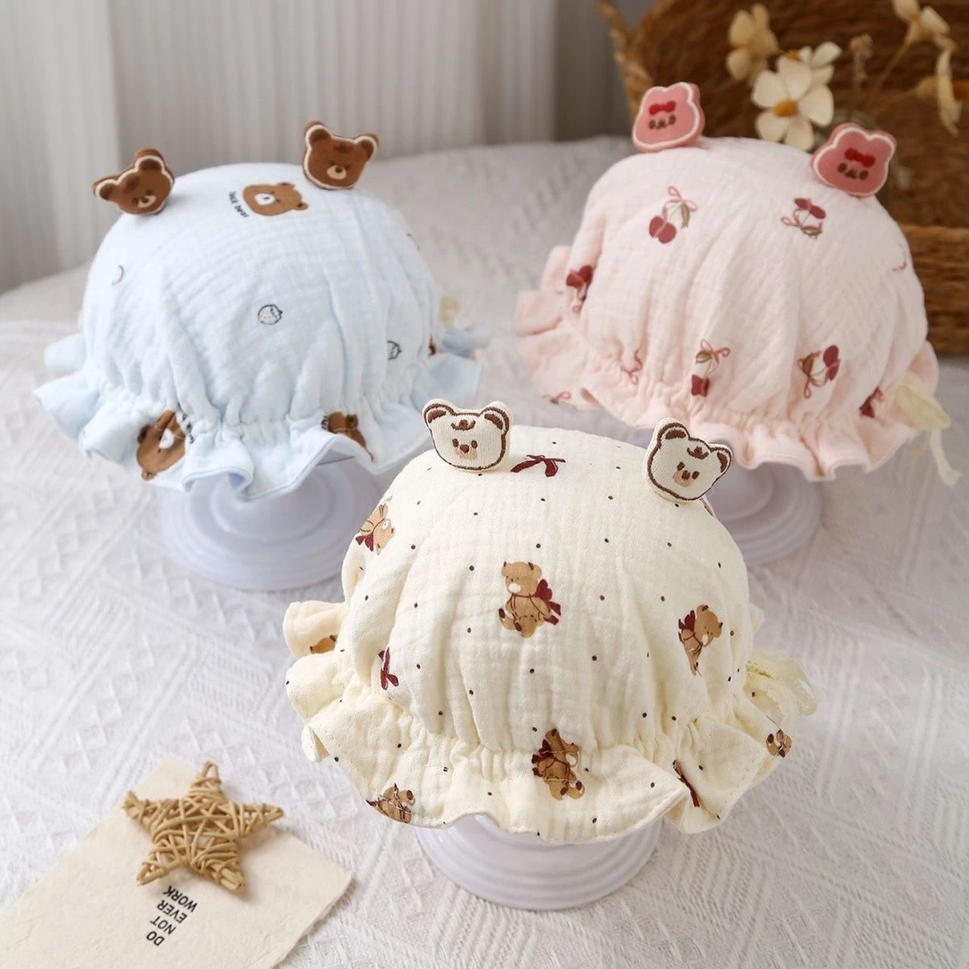 婴儿帽子春秋薄款超萌护卤门胎帽男女宝宝可爱小月龄遮阳包头帽冬