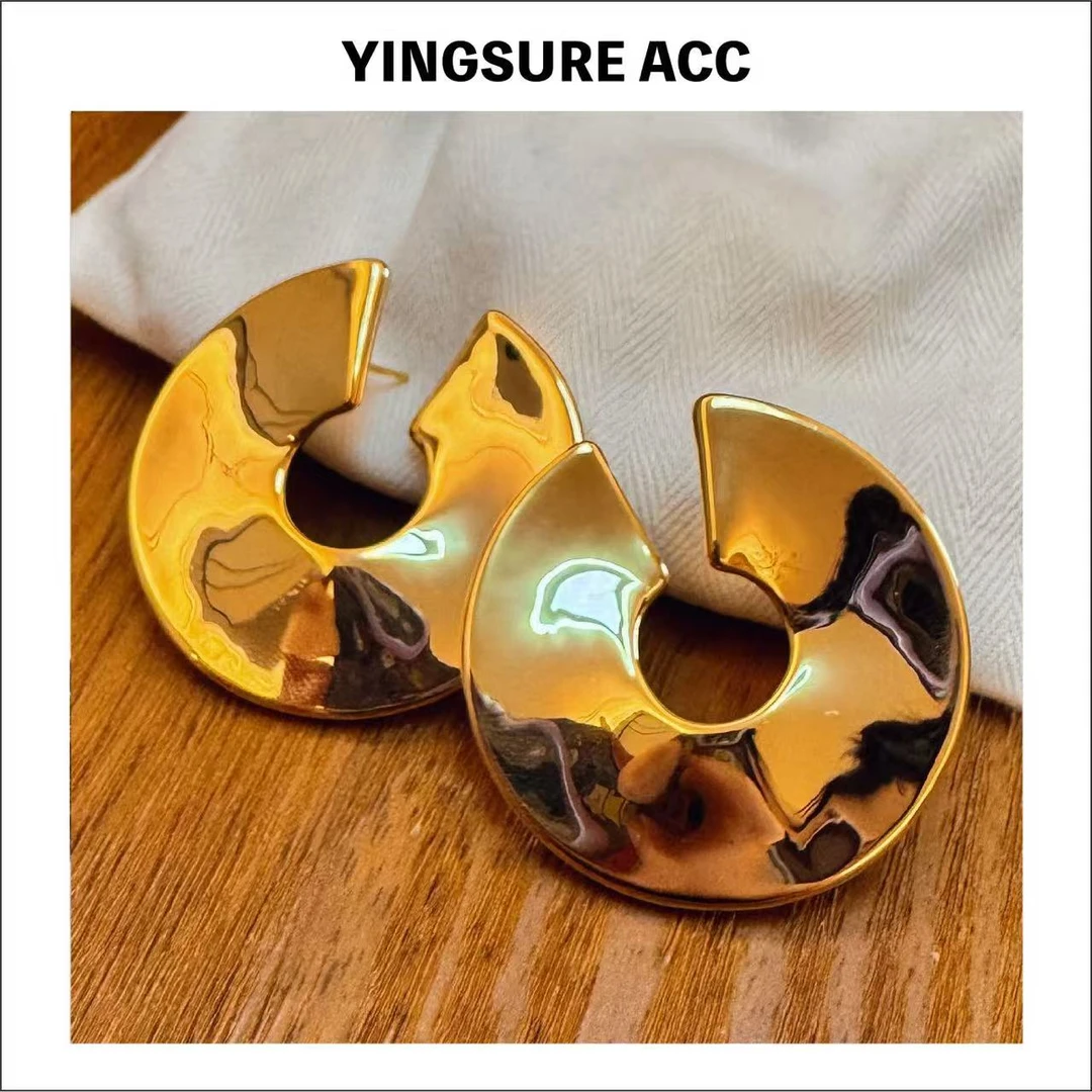 铜合金耳饰 【卓拉专属】Boonlai 金色扁圆环耳环3180