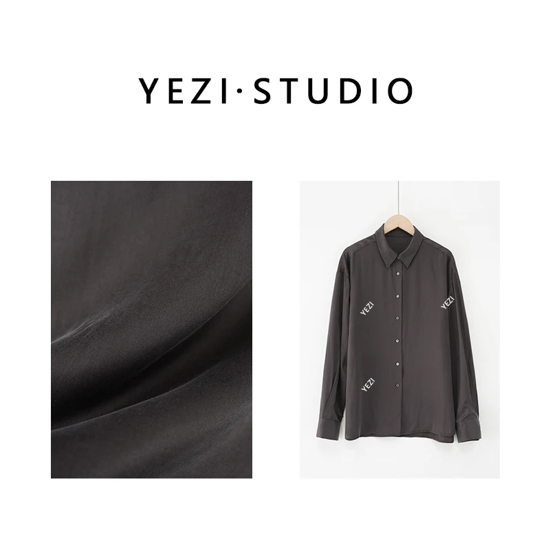 【巴黎街区】砂洗素绉缎B-F风经典廓形衬衫25115002-2/11