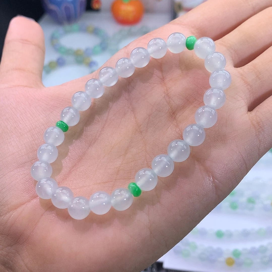 翡翠未镶嵌手链32号 冰种白冰手串