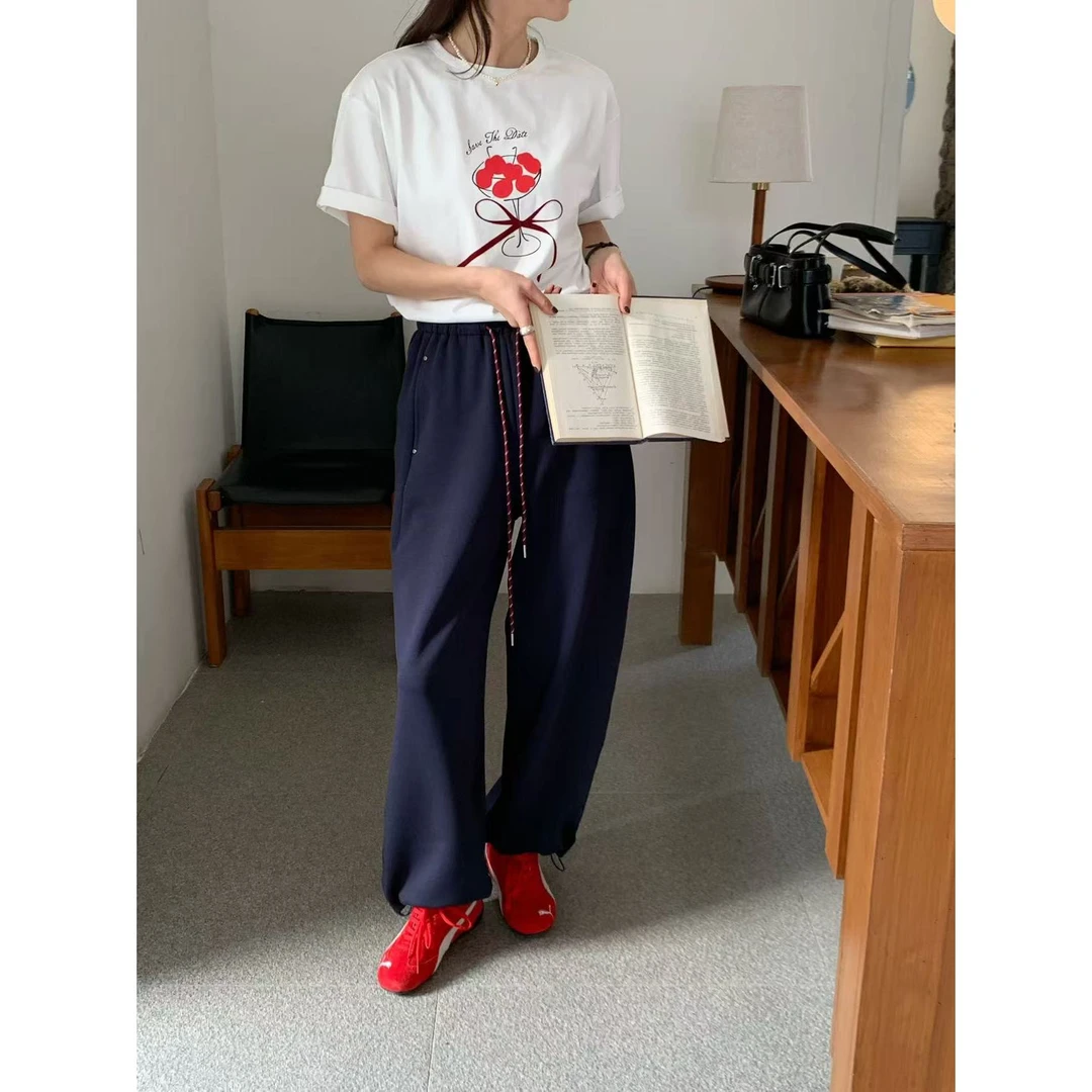 【福利】宽松显瘦休闲高腰阔腿卫裤#k035