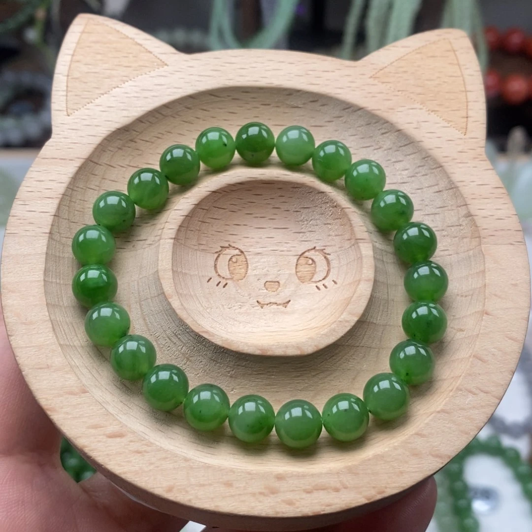 和田玉（碧玉）手链未镶嵌微瑕有矿点介意慎拍