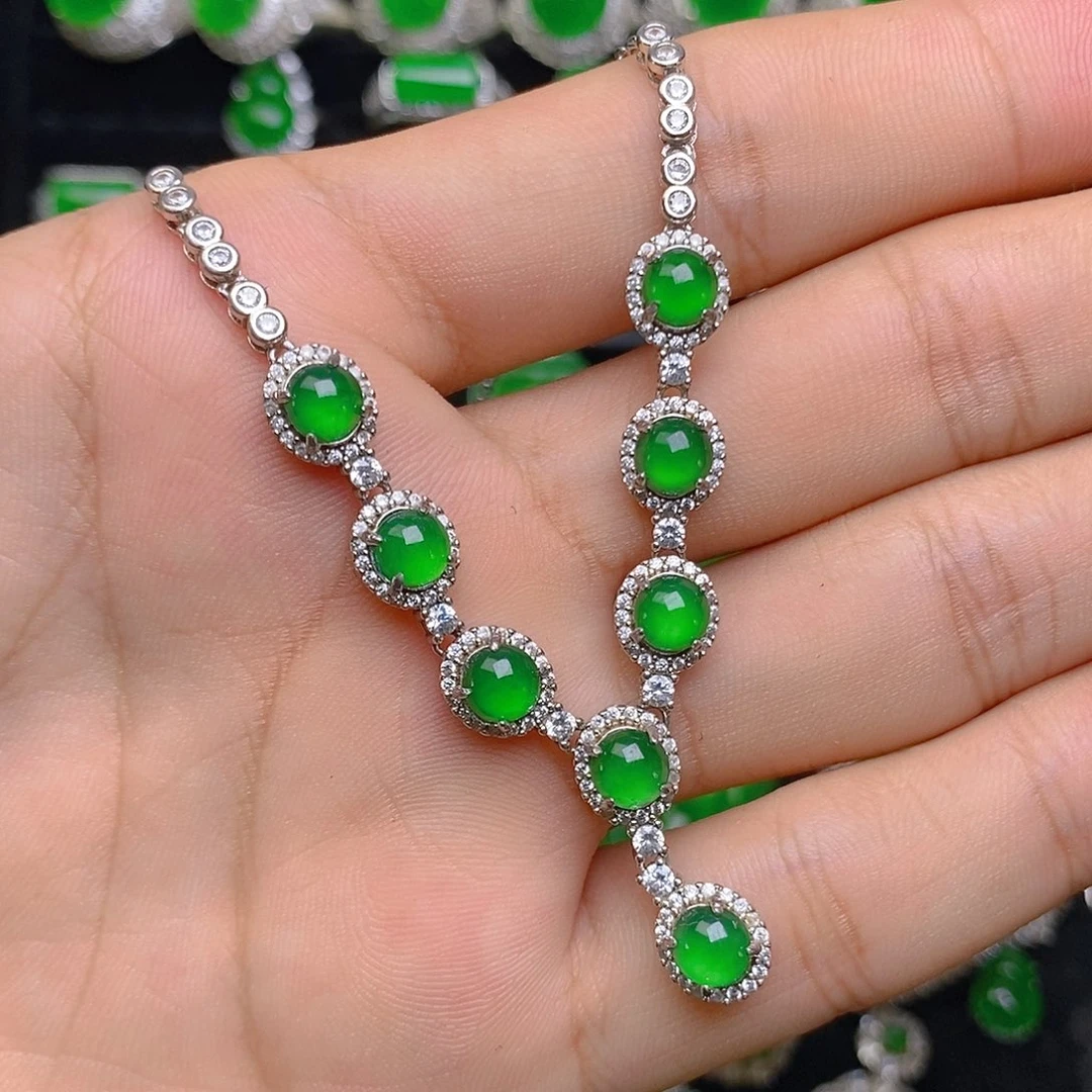 翡翠银S925镶嵌项链项链