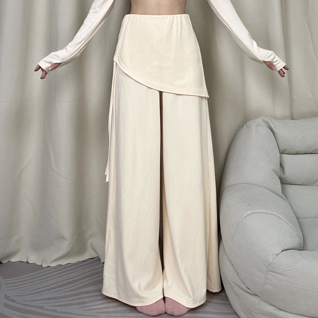 2025新款现代舞服练功瑜伽双面绒屁帘裤假两件阔腿裤日常古典舞服