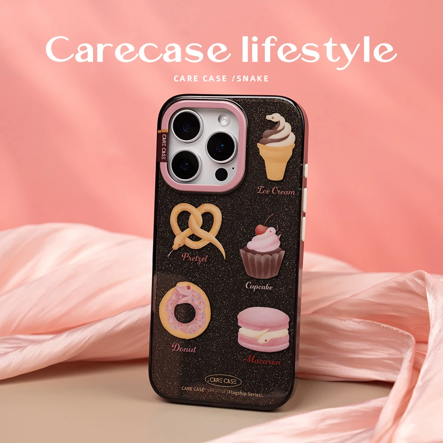 CARECASE 创意蛇形点心手机壳适用于苹果iPhone16 15 14 Pro个性