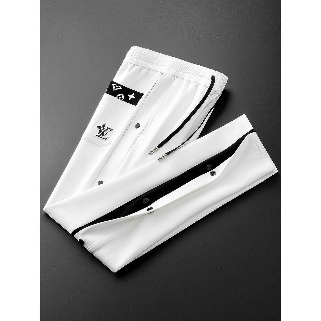 潮牌秋冬轻奢时尚撞色拼接运动裤子男士2025新款直筒卫裤休闲裤男