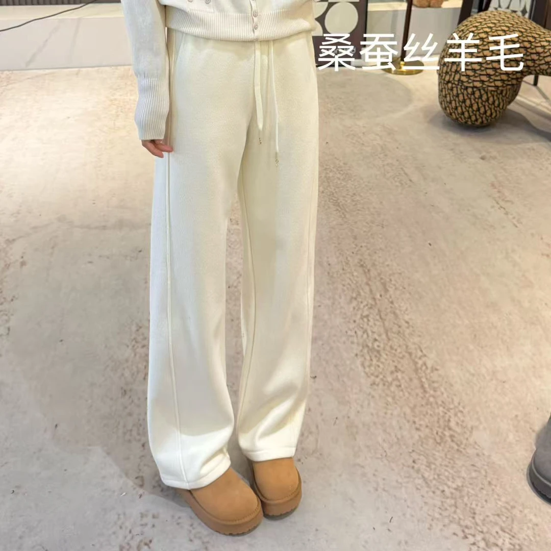 宿慕/SUMU 云朵舒适加绒加厚显瘦阔腿裤冬季新款直筒裤休闲裤9805