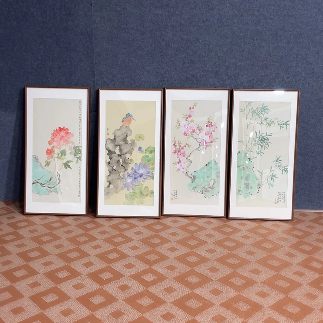 国画米****o手绘画作品带框