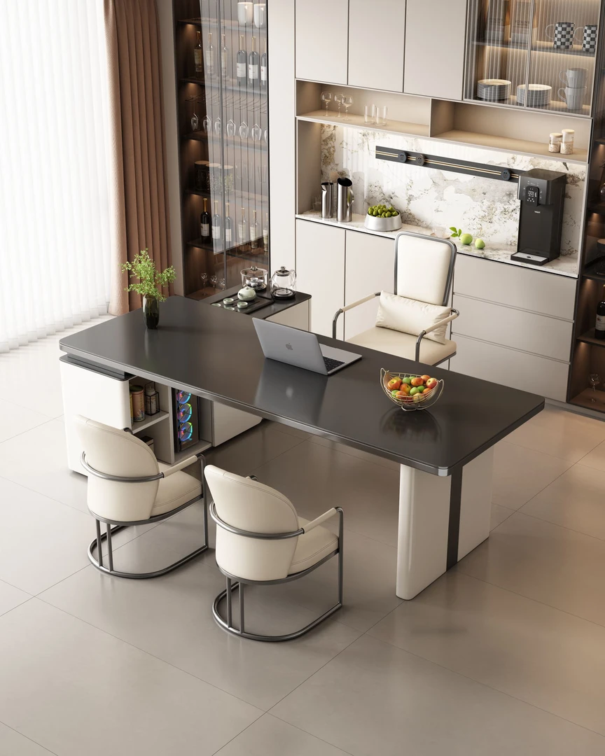 岩板茶桌椅组合岛台可移动家用办公一体一整套现代简约功夫泡茶台