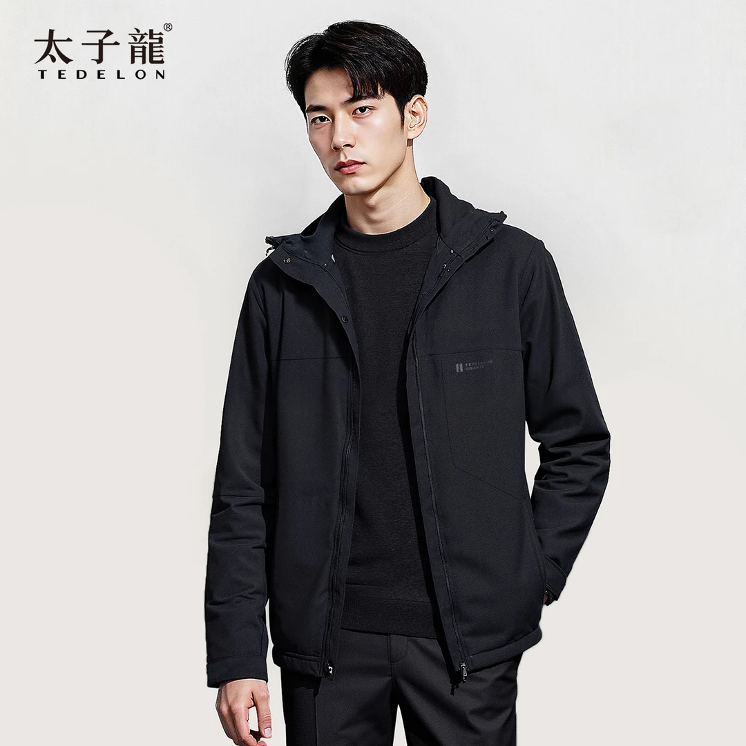 太子龍一手长带帽时尚派克防风夹克男士春秋运动户外休闲防水连帽