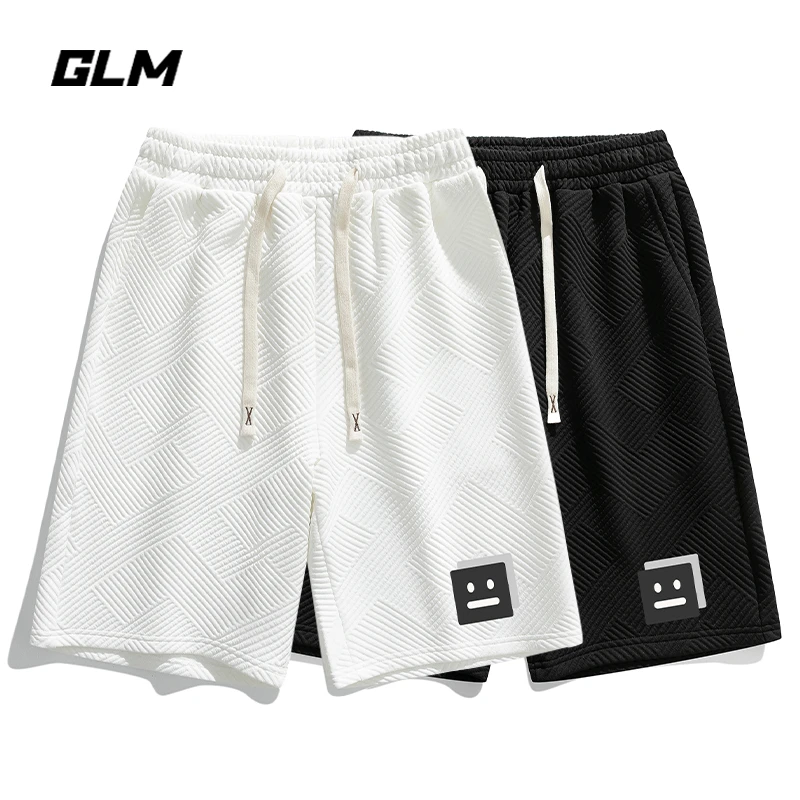 潮牌夏季男士休闲短裤宽松运动大裤衩美式卫裤百搭抽绳五分沙滩裤