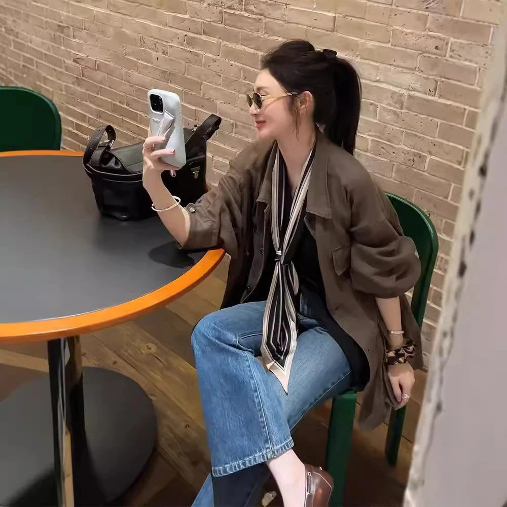 2024早秋穿了小众设计款亚麻水洗重工宽松大外套女百搭秋季春秋