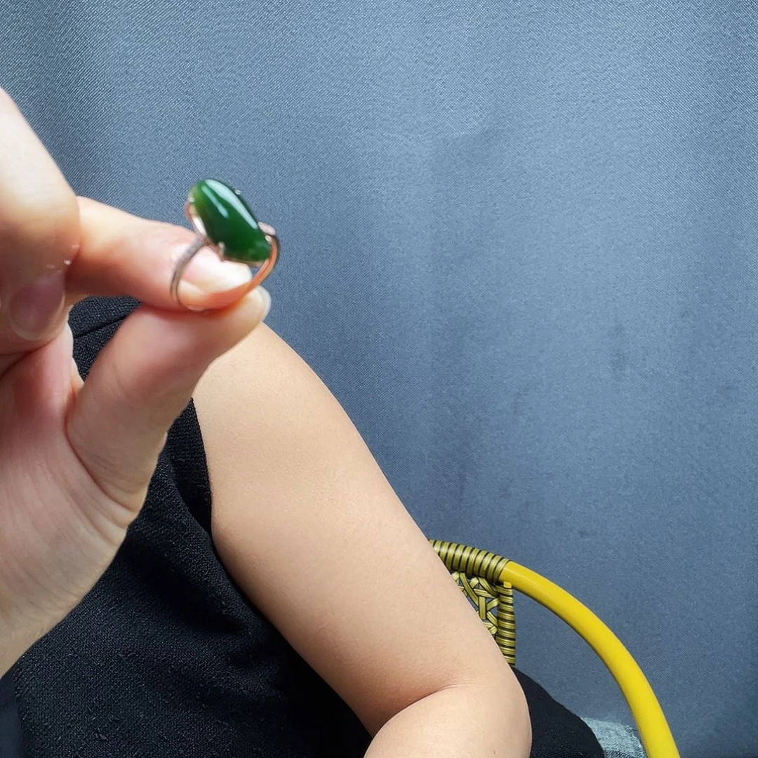 和田玉银S925镶嵌戒指