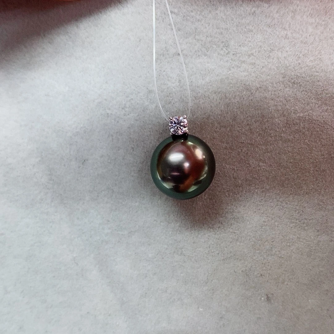 吊坠(不含链)18K金镶嵌海水珍珠10-11