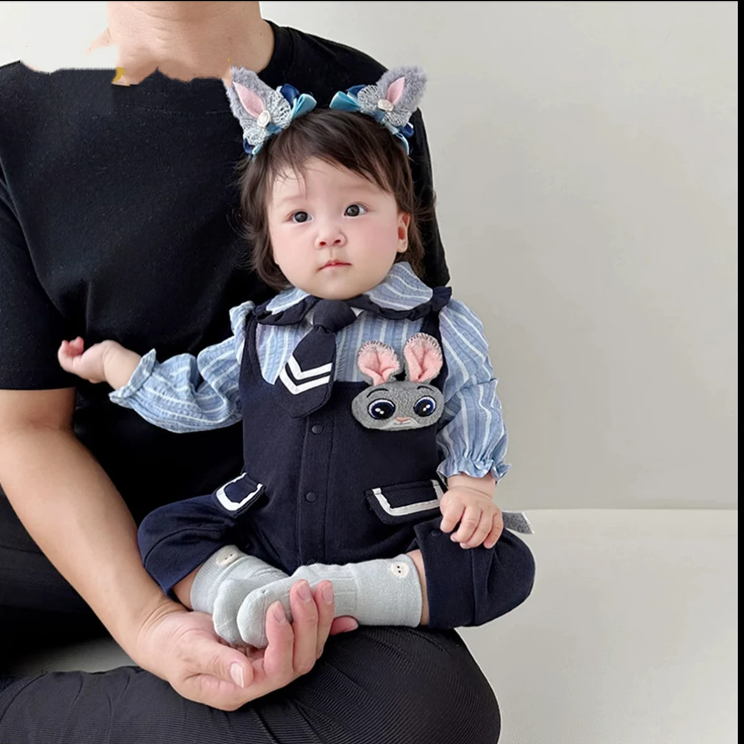 秋季新款长袖男女通用女爬服哈衣新生儿连体衣背带裤