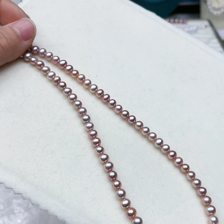 淡水珍珠颈饰18K金镶嵌卡5➕高品极光紫炫金属光