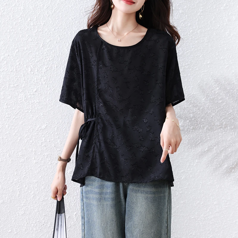 【女神新衣】时尚简约宽松型胖MM洋气小衫气质显瘦大码上衣