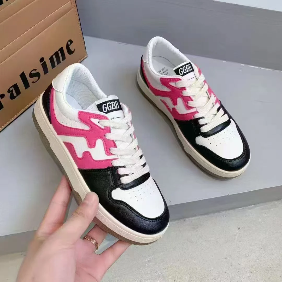 买一送一透气时尚休闲鞋流苏拼色潮鞋系带休闲板鞋