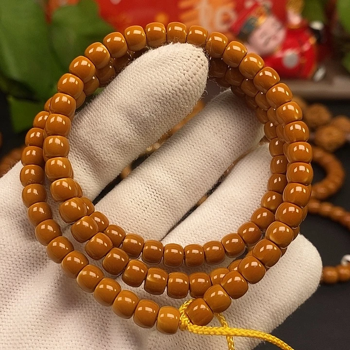 橄榄核手串6.1老挝核尖极限弧108正三花微白