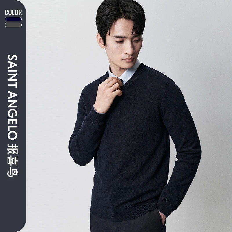 【商场同款】报喜鸟2025冬季新款男士商务休闲长袖V领羊毛衫上衣