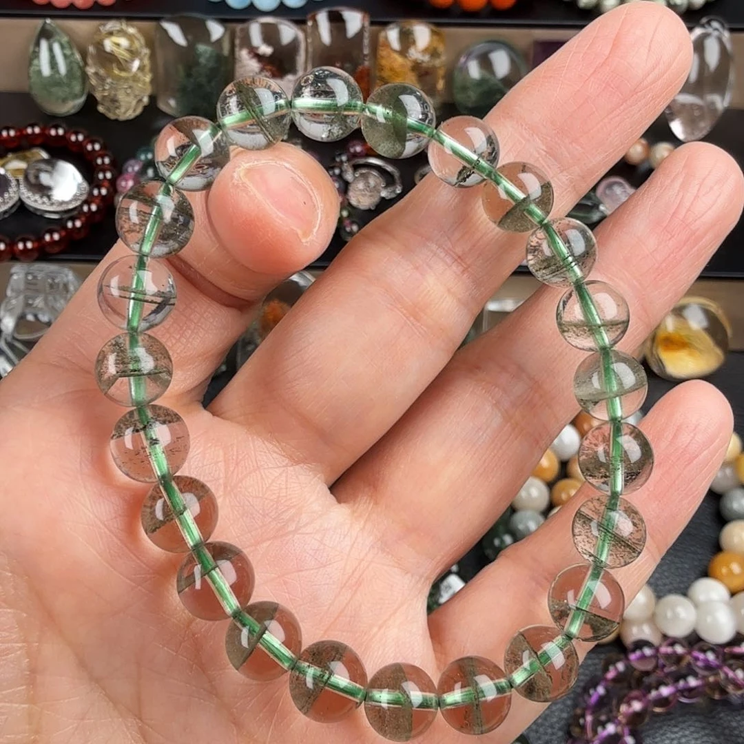 水晶手链未镶嵌天然绿幽灵步步高升千层