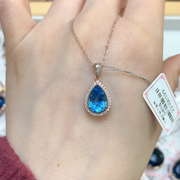 颈饰托帕石银S925镶嵌天然托帕石