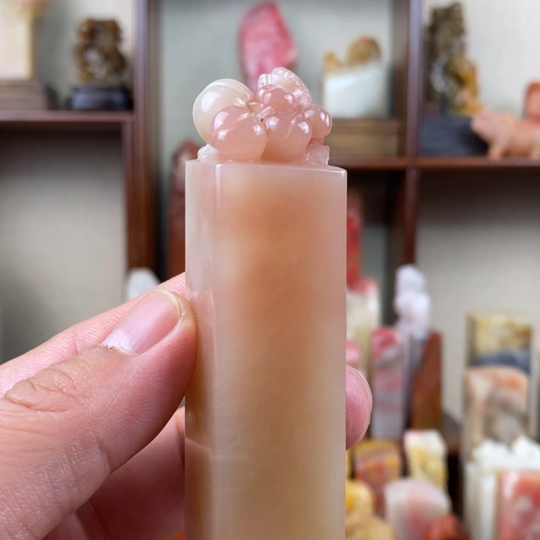 巴林石印石巴林石粉冻手工雕钮章