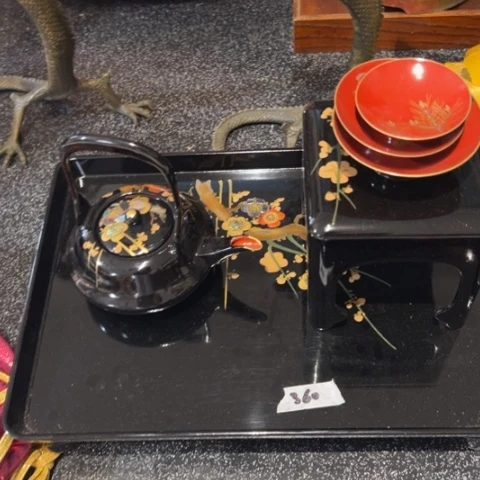 蜜安罐瓷香炉锡茶则