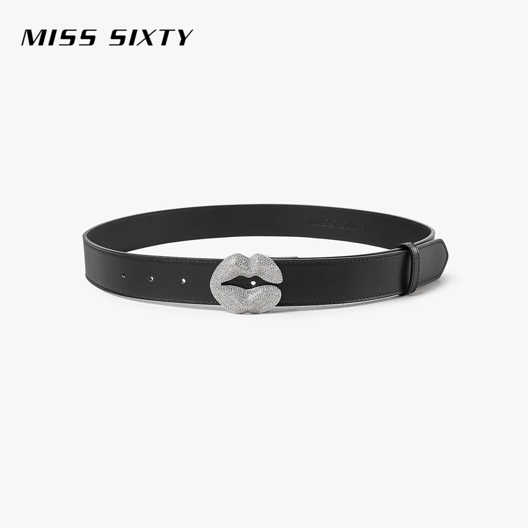 Miss Sixty2025夏季新款真皮腰带女复古金属唇印扣牛皮革个性百搭