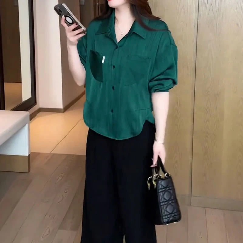 时尚高端气质休闲衬衫女2025春季新款百搭显瘦小个子减龄上衣长袖