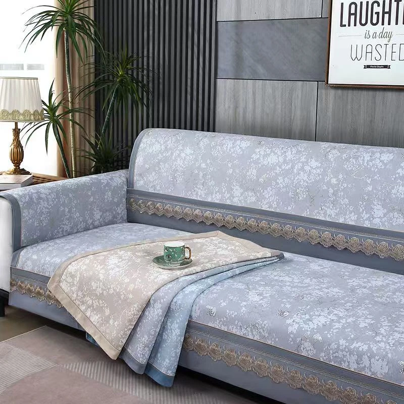 【卢先生水墨蝴蝶】高端简约刺绣防滑羊绒雪尼尔四季通用沙发垫