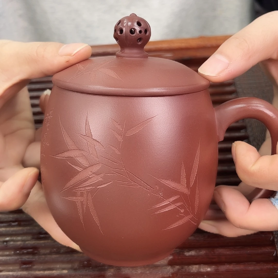 宜兴原矿紫砂全手工盖杯