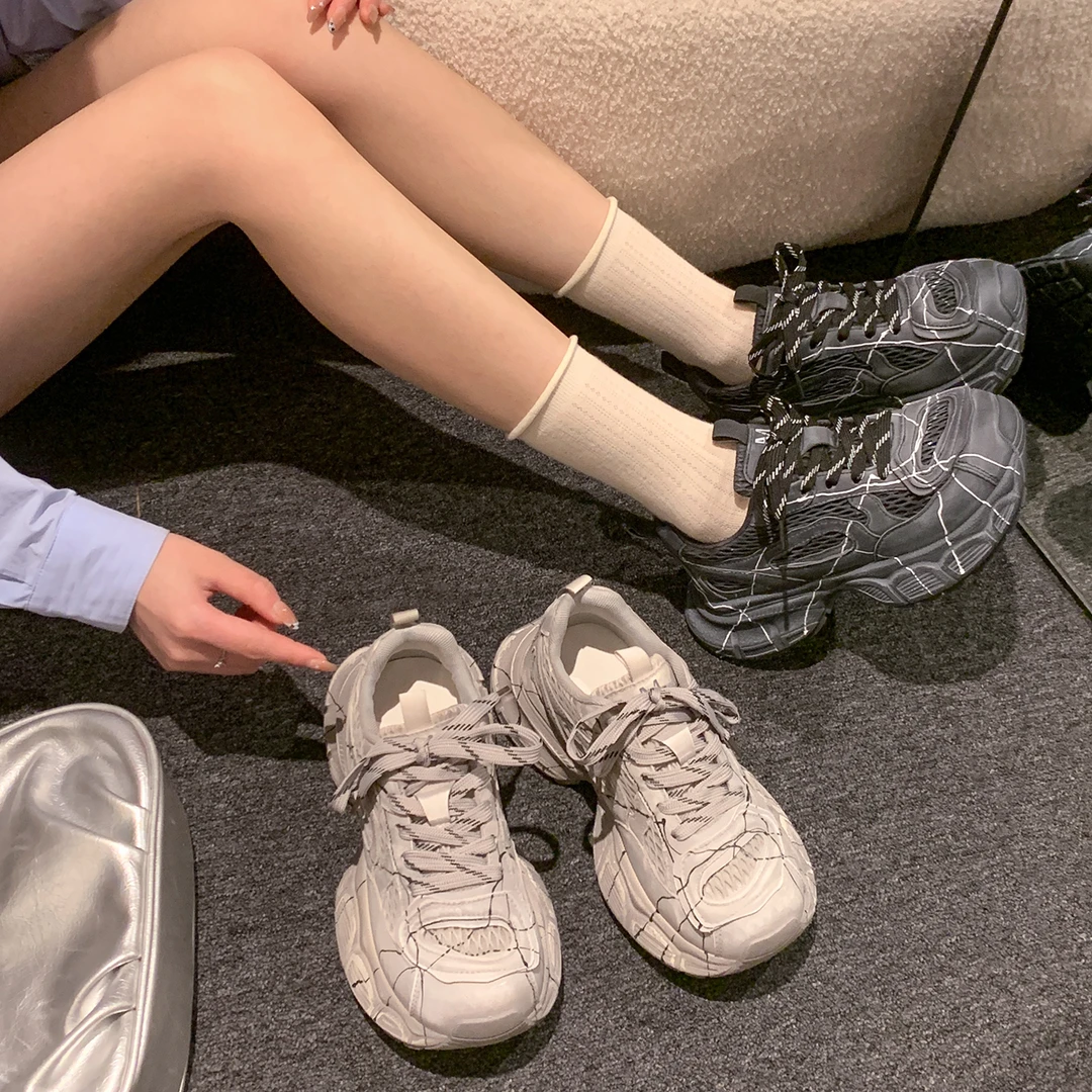 贾不假老爹鞋女款2025新款夏季潮流复古时尚小个子厚底炸街运动鞋