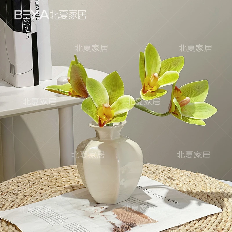 蕙兰蝴蝶兰仿真花束客厅餐桌假花摆件装饰花艺插花摆设